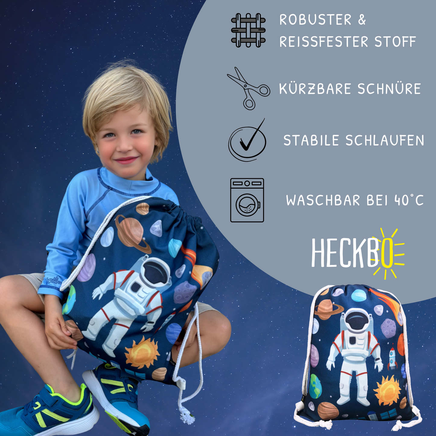 Kinder Turnbeutel Astronaut - weiss