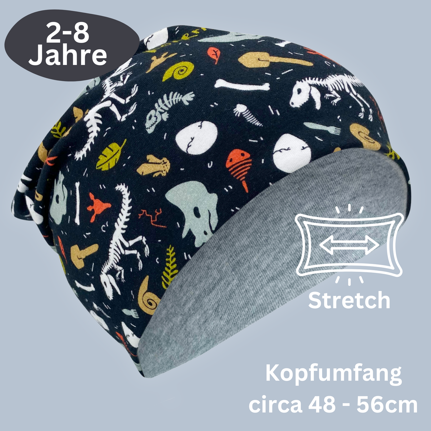 Kinder Beanie Mütze & Loop Set - Dino Knochen