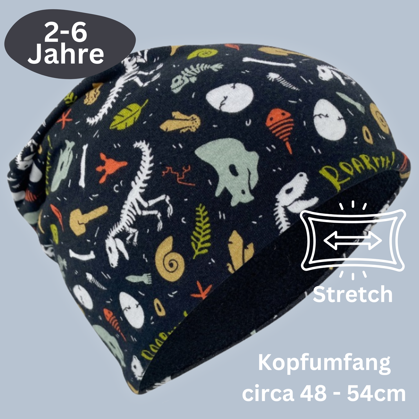 Kinder Beanie Mütze & Loop Set - Dino Knochen