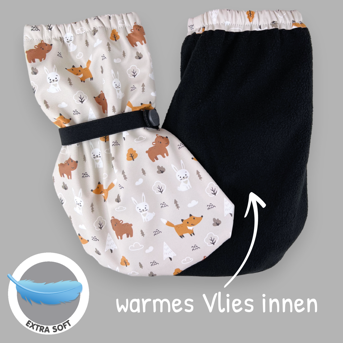 Füßlinge mit Vlies-Futter - Waldtiere