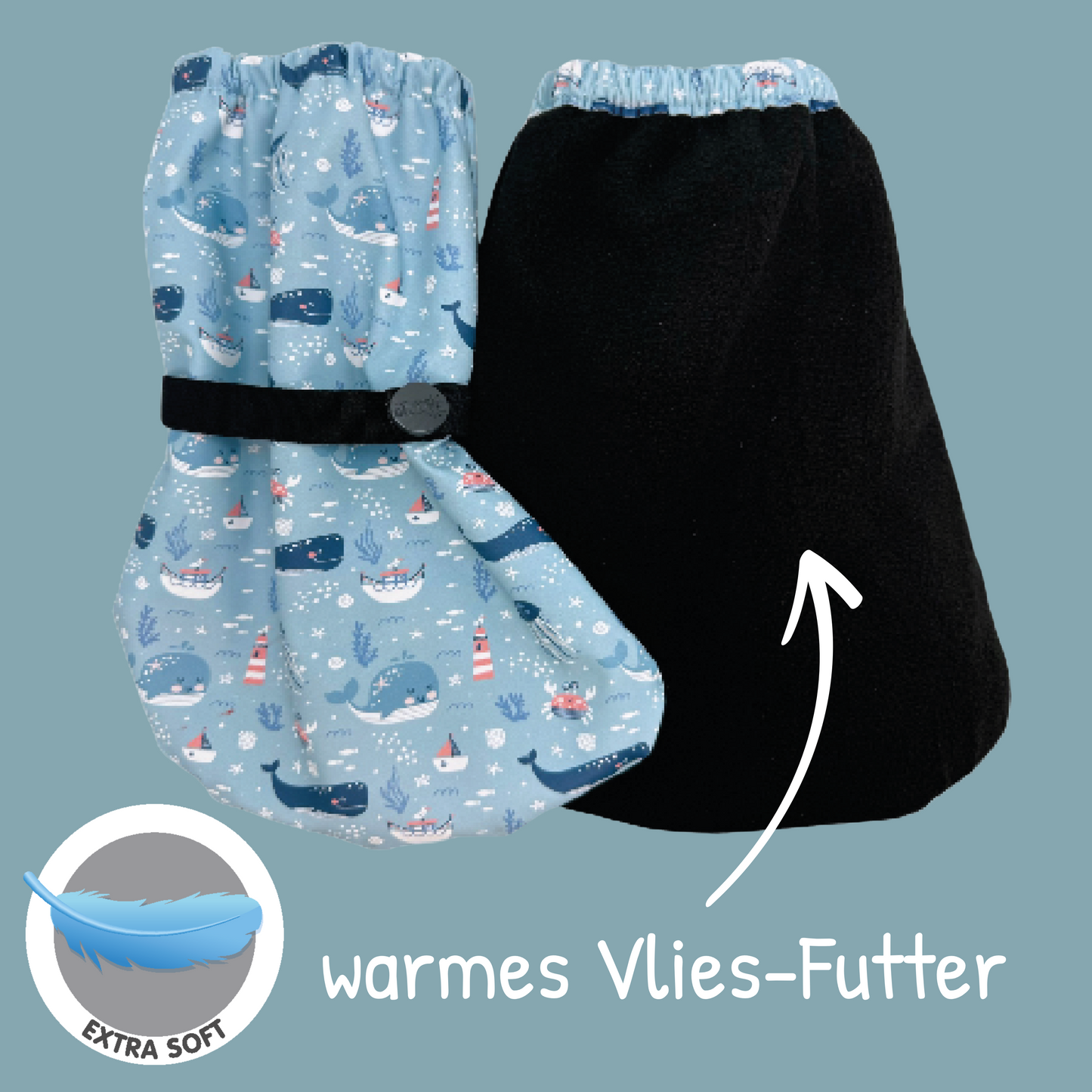 Füßlinge mit Vlies-Futter- Meerestiere
