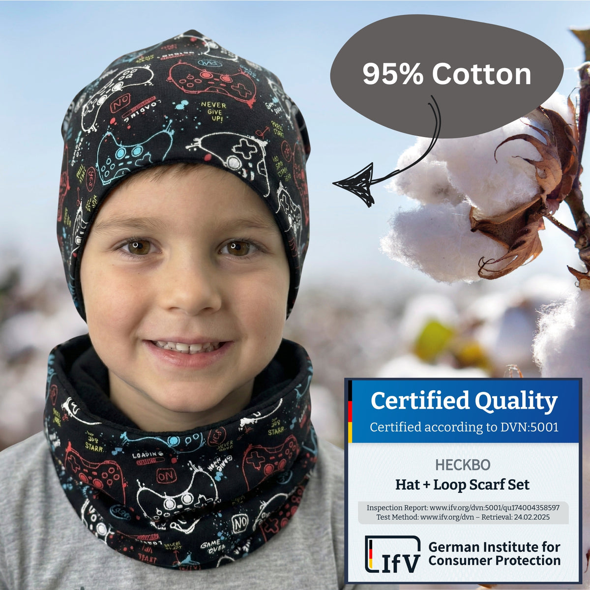Reflektor Kinder Beanie Mütze oder Loop - Gaming