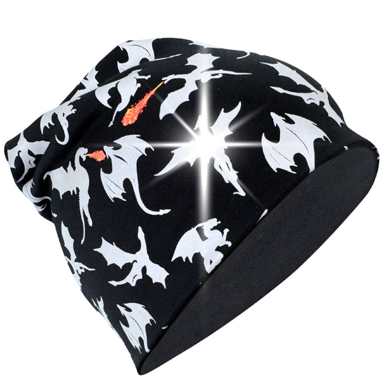 Reflektor Kinder Beanie Mütze oder Loop - Drachen