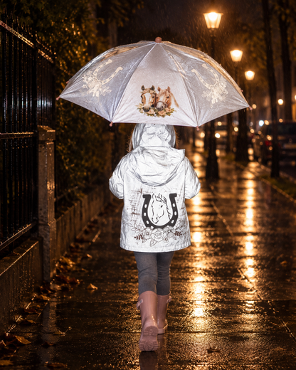 Kinder Reflektor Regenjacke Pferd