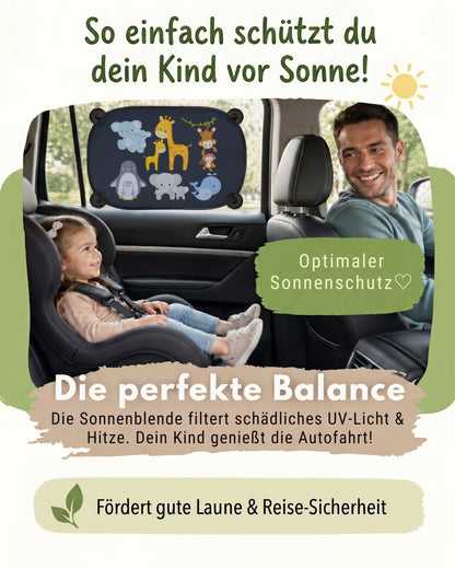 HECKBO Auto-Sonnenblenden Kinder Tierfamilien – 2er-Set