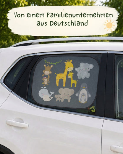 HECKBO Auto-Sonnenblenden Kinder Tierfamilien – 2er-Set