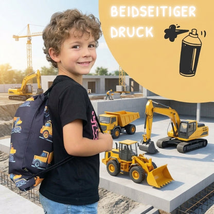 Kinder Turnbeutel Baufahrzeuge 8 schwarz