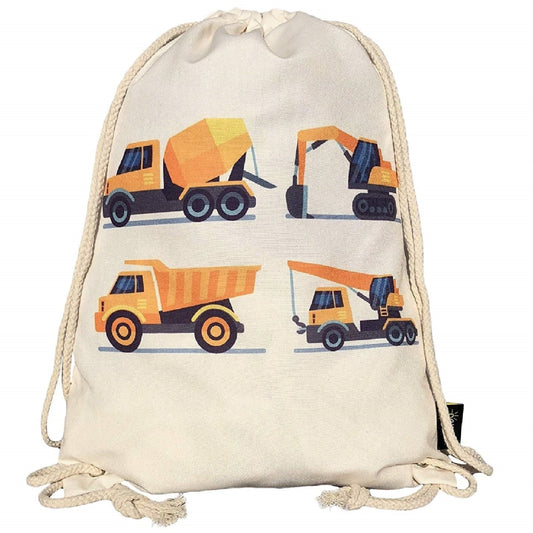 Kinder Turnbeutel Baufahrzeuge 4 weiss