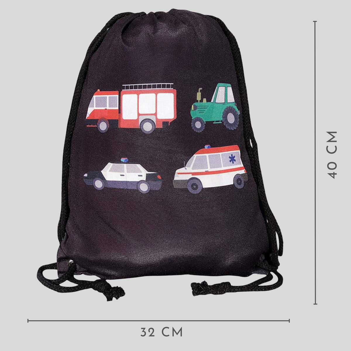 Kinder Turnbeutel Autos Schwarz