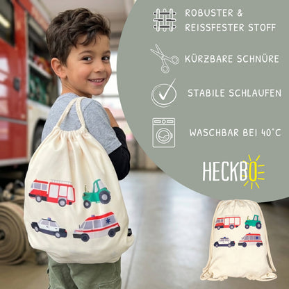 Kinder Turnbeutel Autos beige