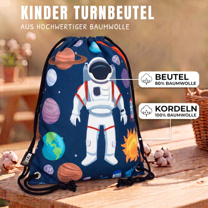 Kinder Turnbeutel Astronaut - schwarz
