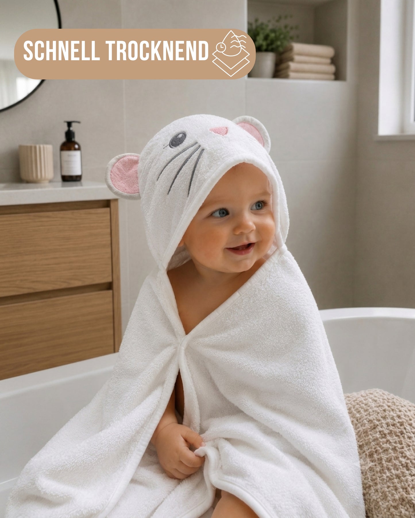 Baby Kapuzenhandtuch Maus