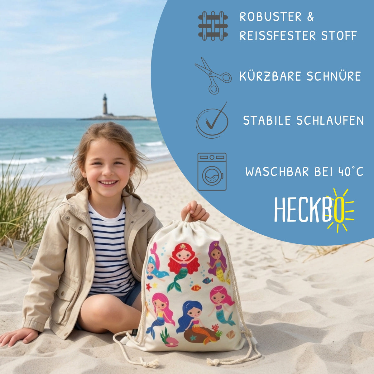 Turnbeutel Meerjungfrau beige