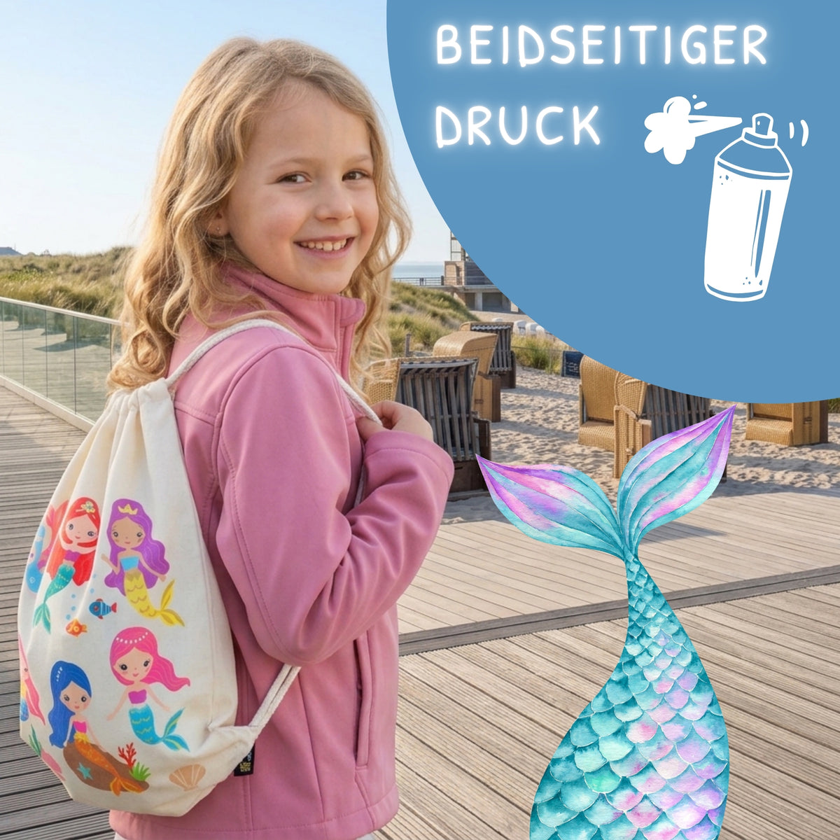 Turnbeutel Meerjungfrau beige