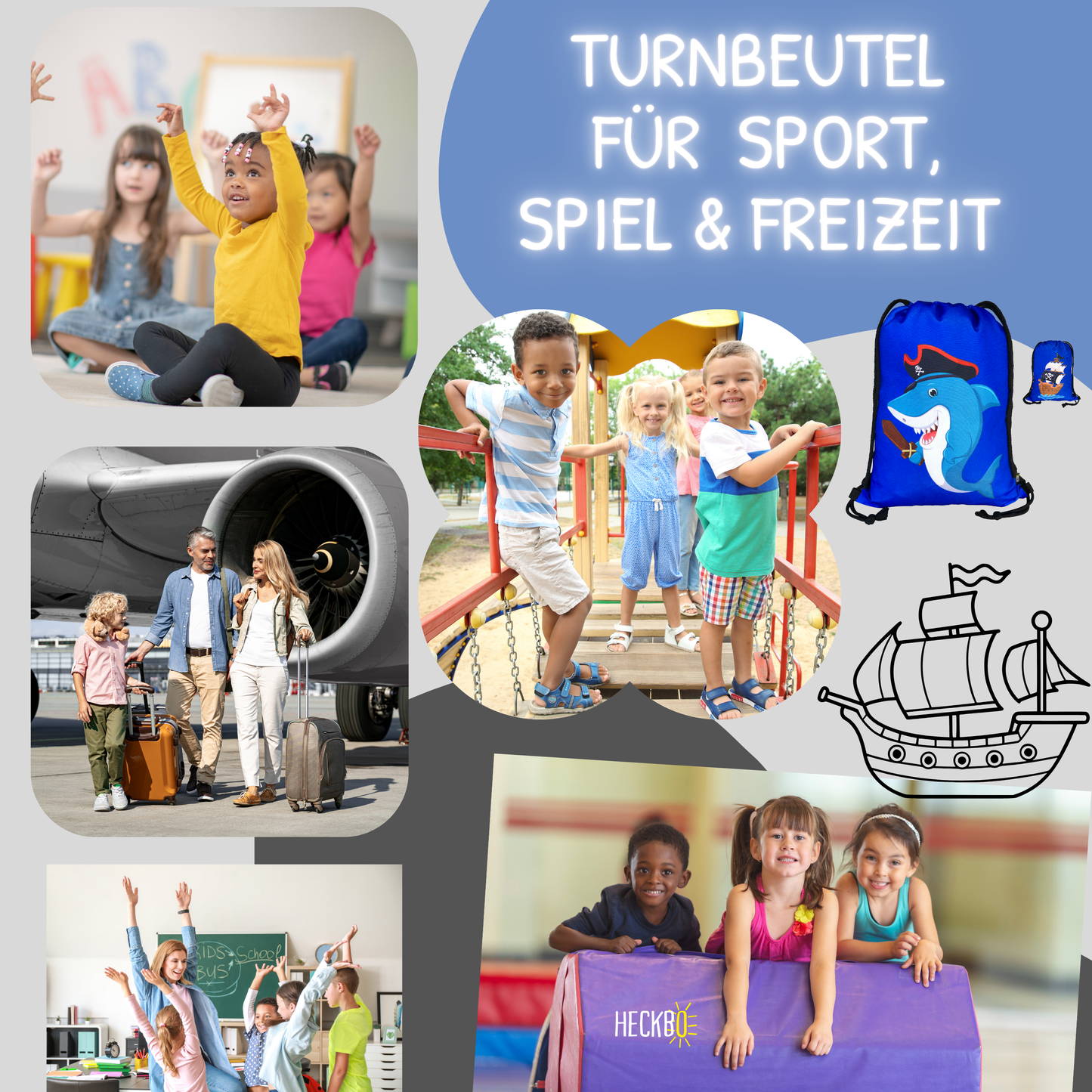 Kinder Turnbeutel Piraten Hai