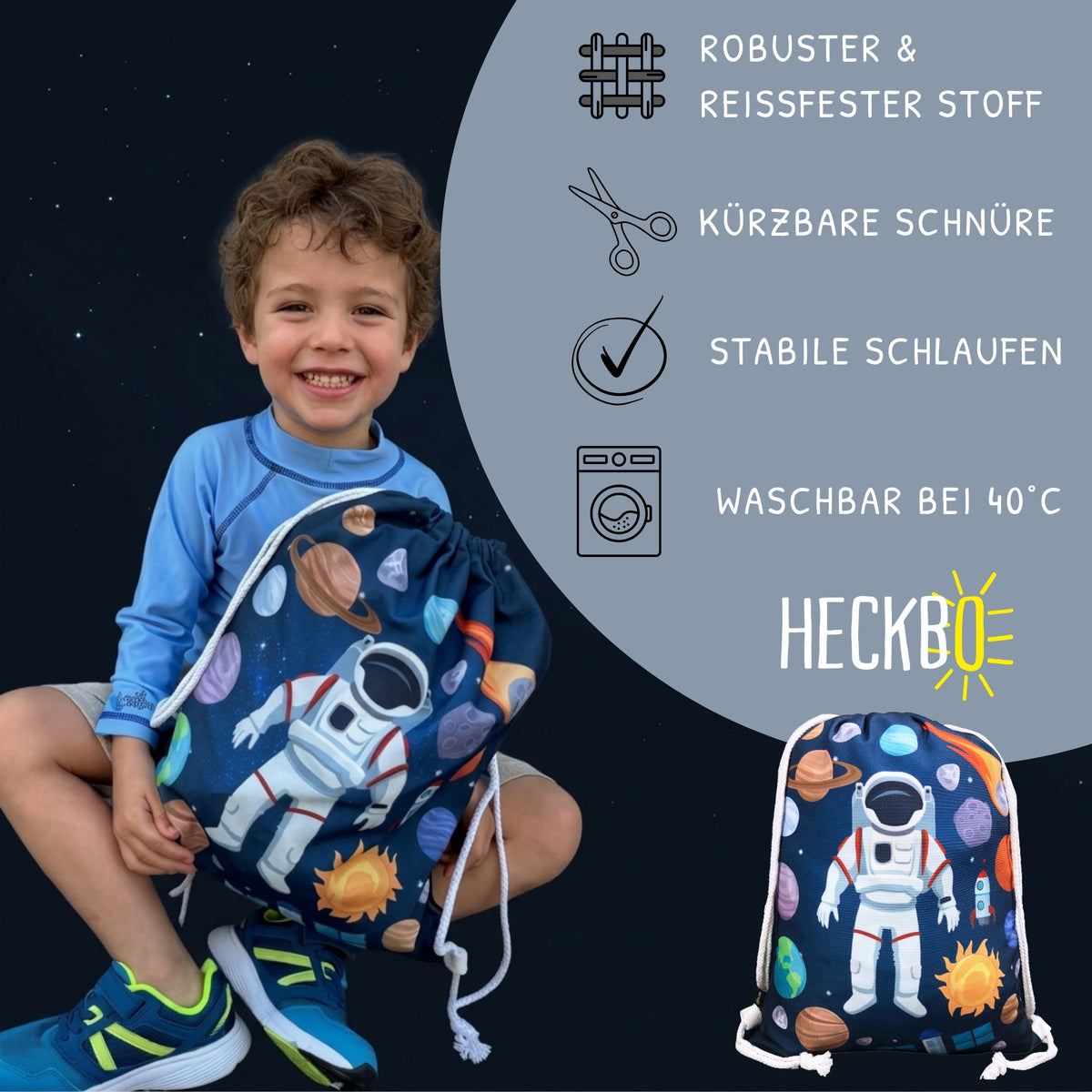 Kinder Turnbeutel Astronaut - weiss