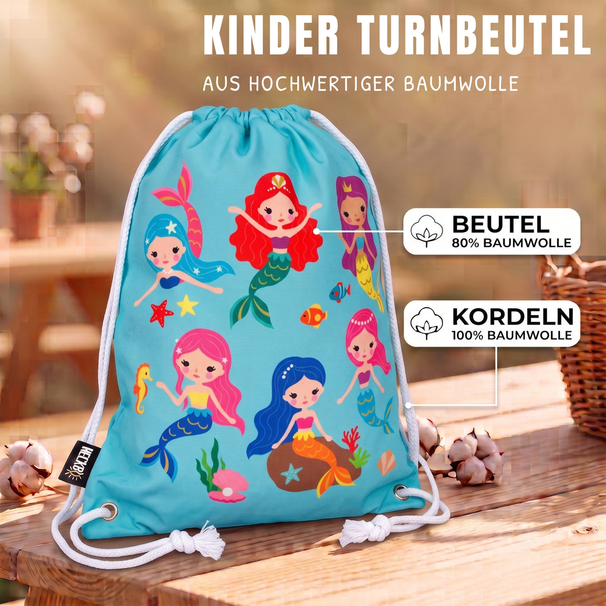 Turnbeutel Meerjungfrau türkis