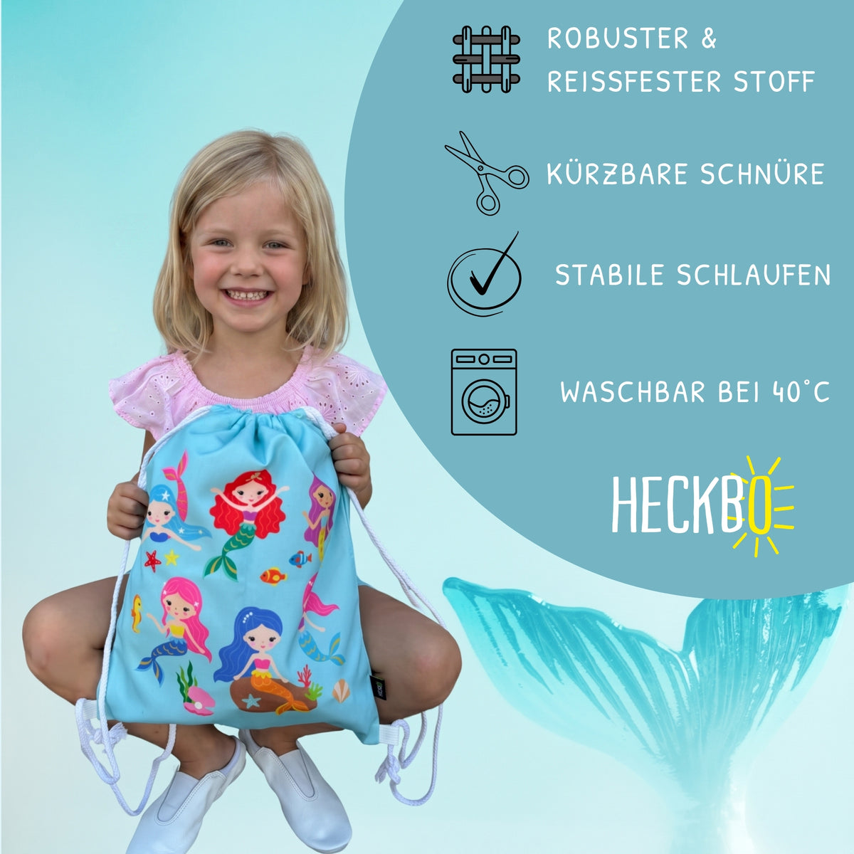 Turnbeutel Meerjungfrau türkis