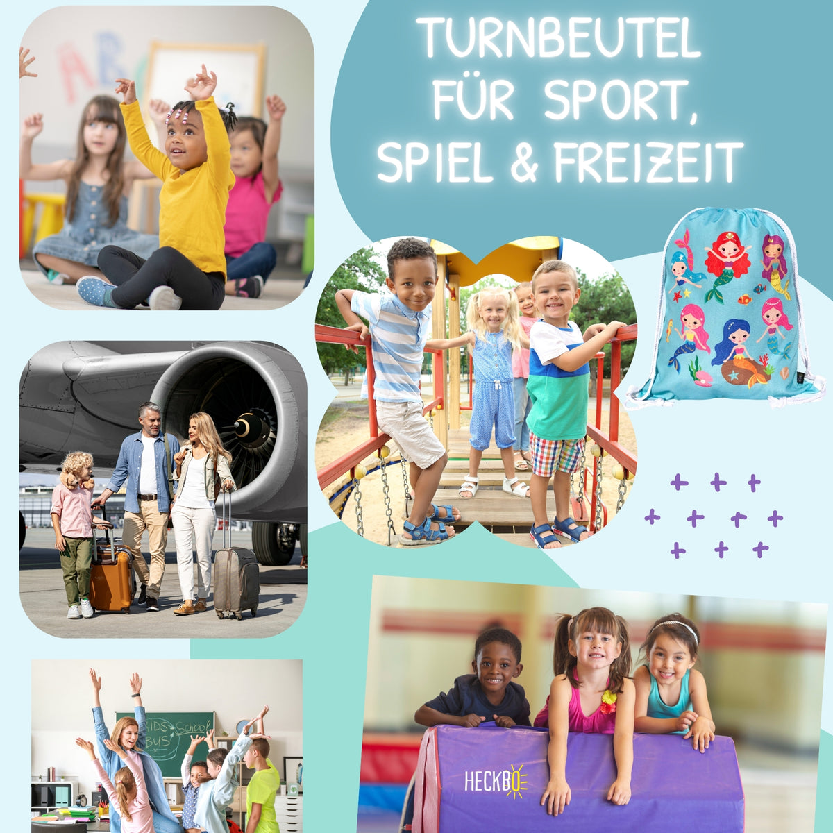Turnbeutel Meerjungfrau türkis