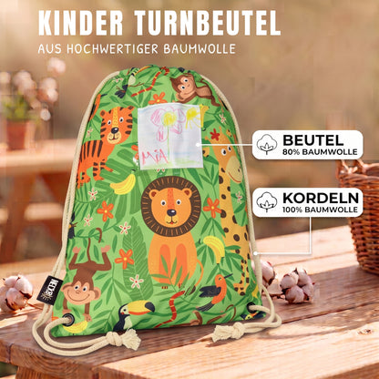 Kinder Turnbeutel Dschungel mit Fenster