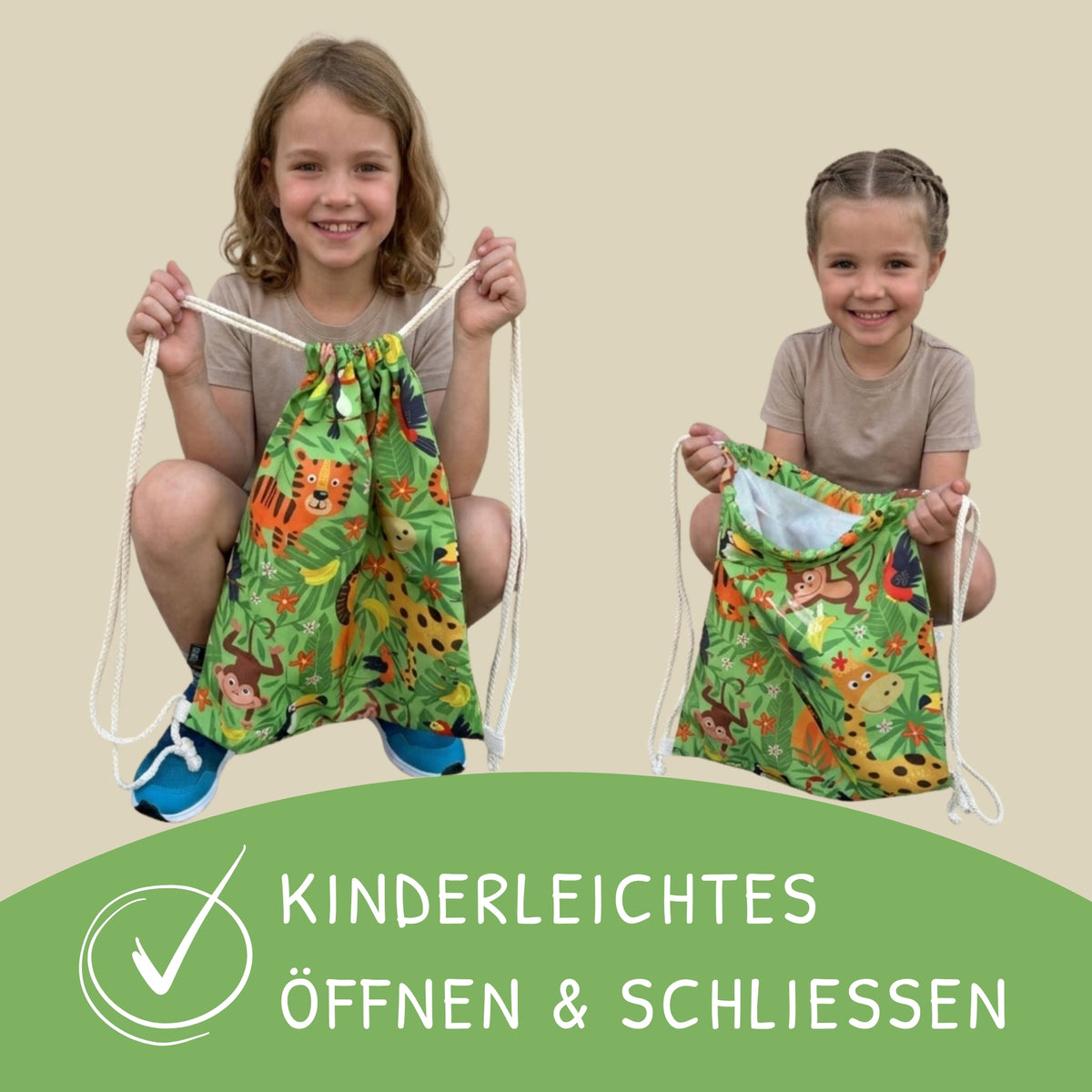 Kinder Turnbeutel Dschungel mit Fenster