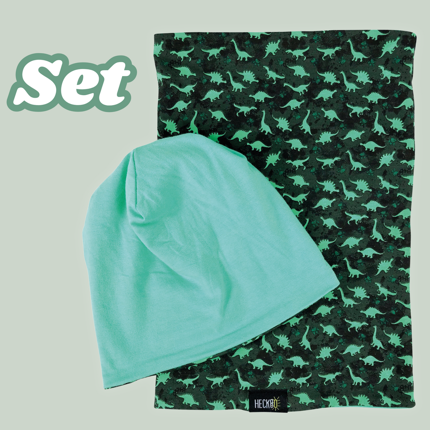 Kinder Beanie Mütze & Loop Set  - Dinosaurier