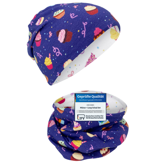 Kinder Beanie Mütze & Loop Set - Cookies