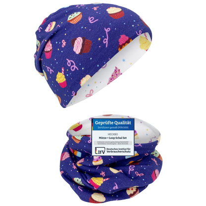 Kinder Beanie Mütze & Loop Set - Cookies