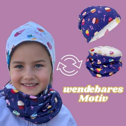 Kinder Beanie Mütze & Loop Set - Cookies
