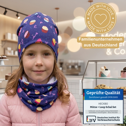 Kinder Beanie Mütze & Loop Set - Cookies