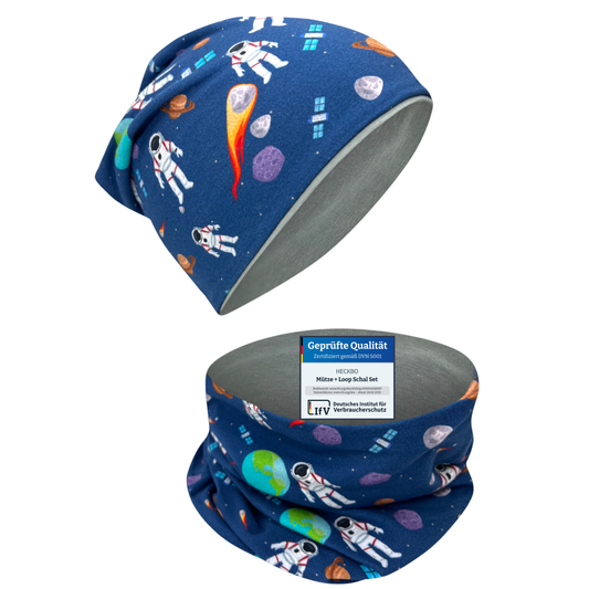 Kinder Beanie Mütze & Loop Set  - Astronaut