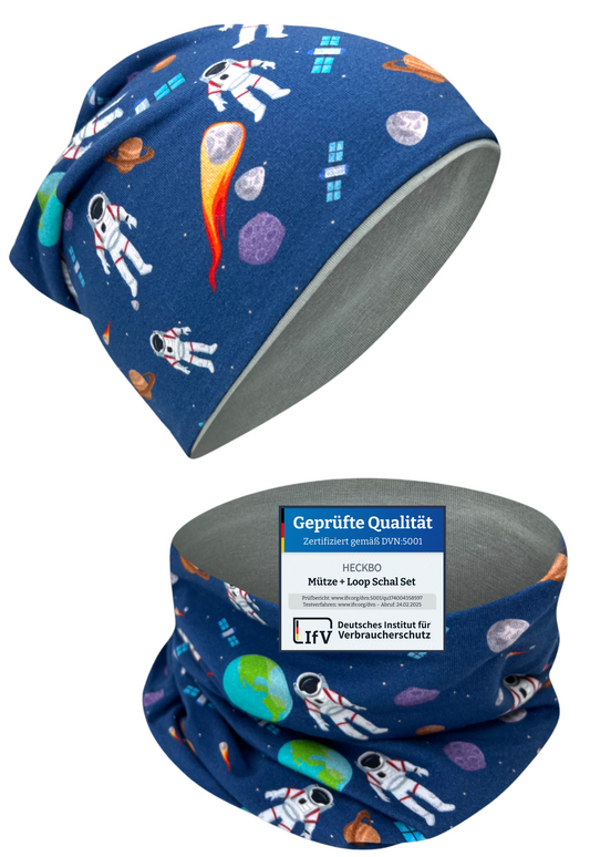 Kinder Beanie Mütze & Loop Set  - Astronaut