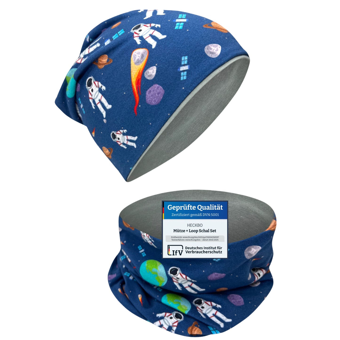 Kinder Beanie Mütze & Loop Set  - Astronaut