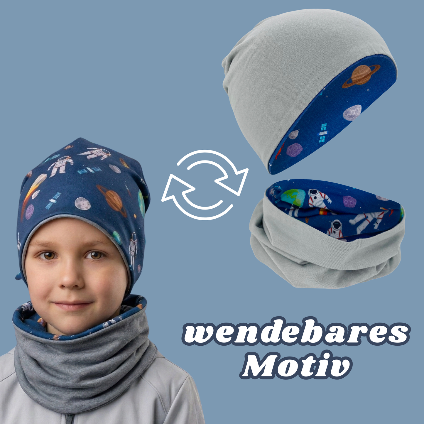 Kinder Beanie Mütze & Loop Set  - Astronaut