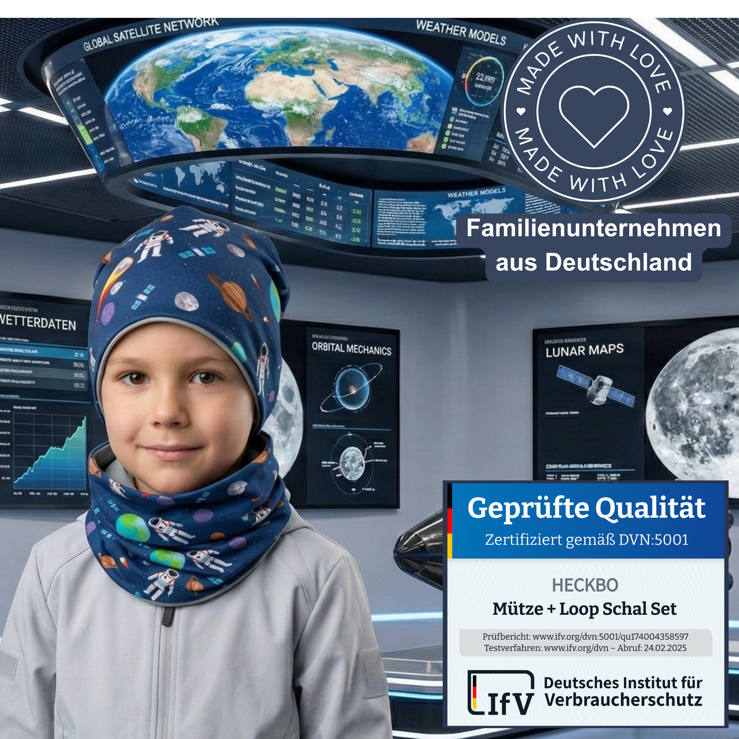 Kinder Beanie Mütze & Loop Set  - Astronaut