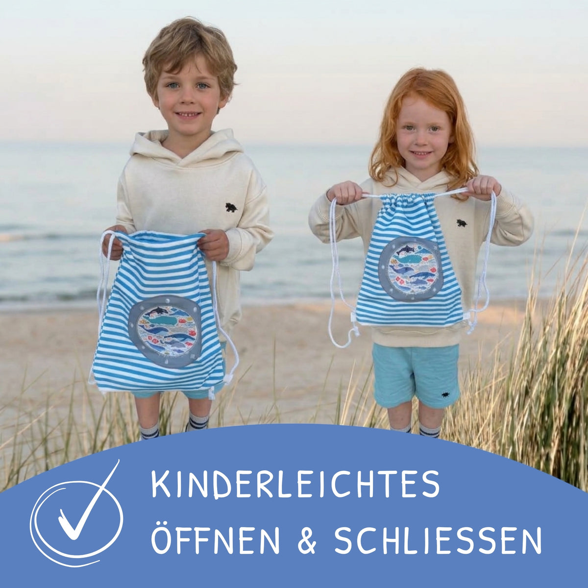 Kinder Turnbeutel Fisch mit Sichtfenster