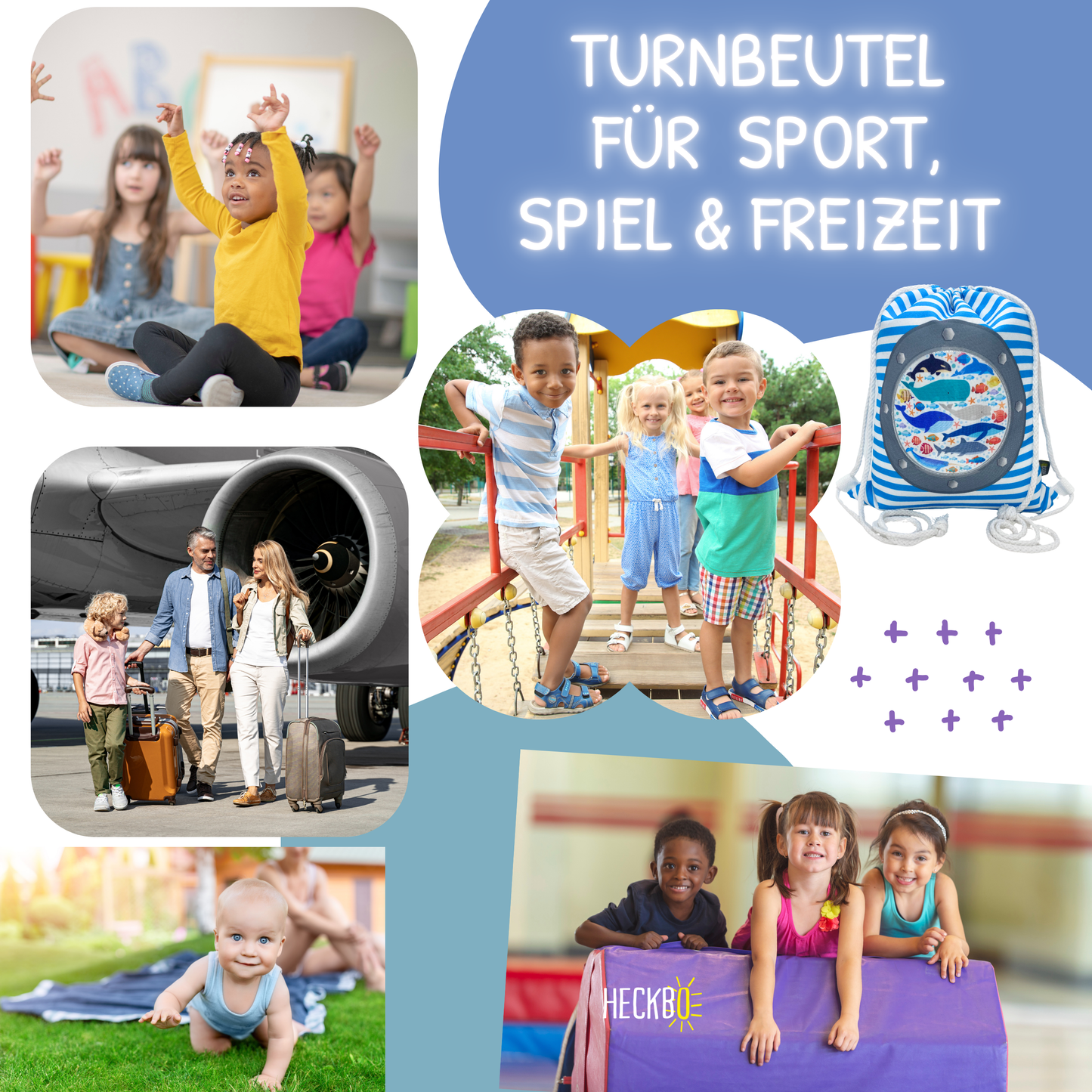 Kinder Turnbeutel Fisch mit Sichtfenster