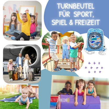 Kinder Turnbeutel Fisch mit Sichtfenster