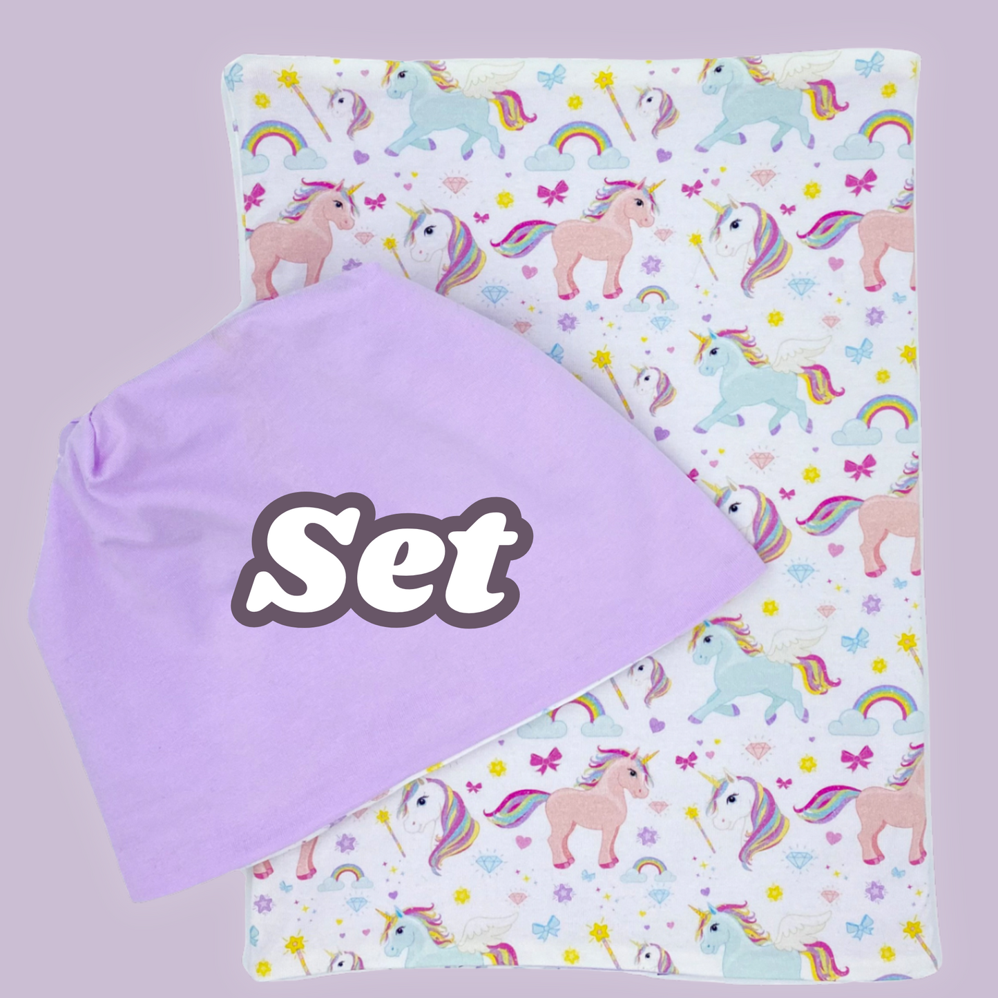 Kinder Beanie Mütze & Loop Set  - Einhorn