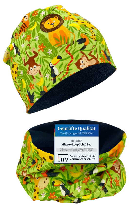 Kinder Beanie Mütze & Loop Set - Dschungel