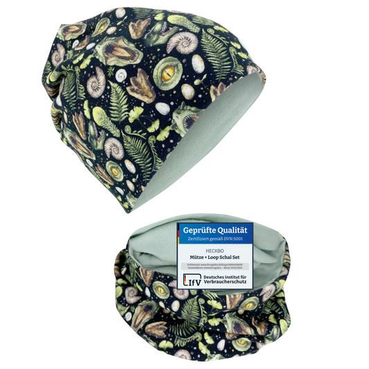 Kinder Beanie Mütze & Loop Set - T-Rex