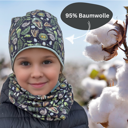 Kinder Beanie Mütze & Loop Set - T-Rex
