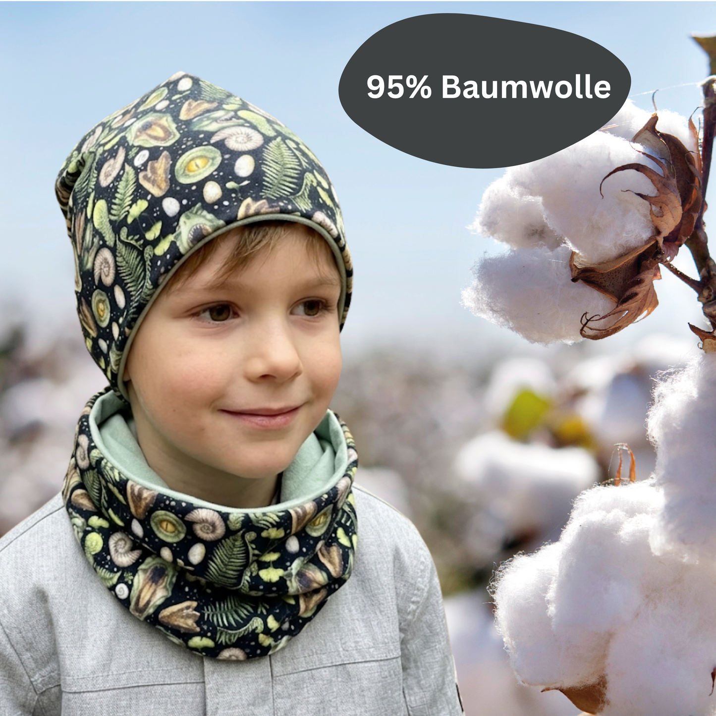 Kinder Beanie Mütze & Loop Set - T-Rex