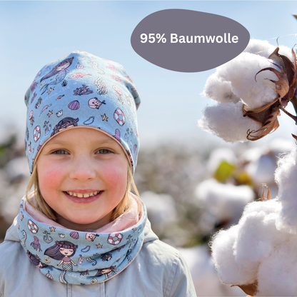 Kinder Beanie Mütze & Loop Set - Meerjungfrau