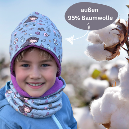 Kinder Beanie Mütze & Loop Meerjungfrau