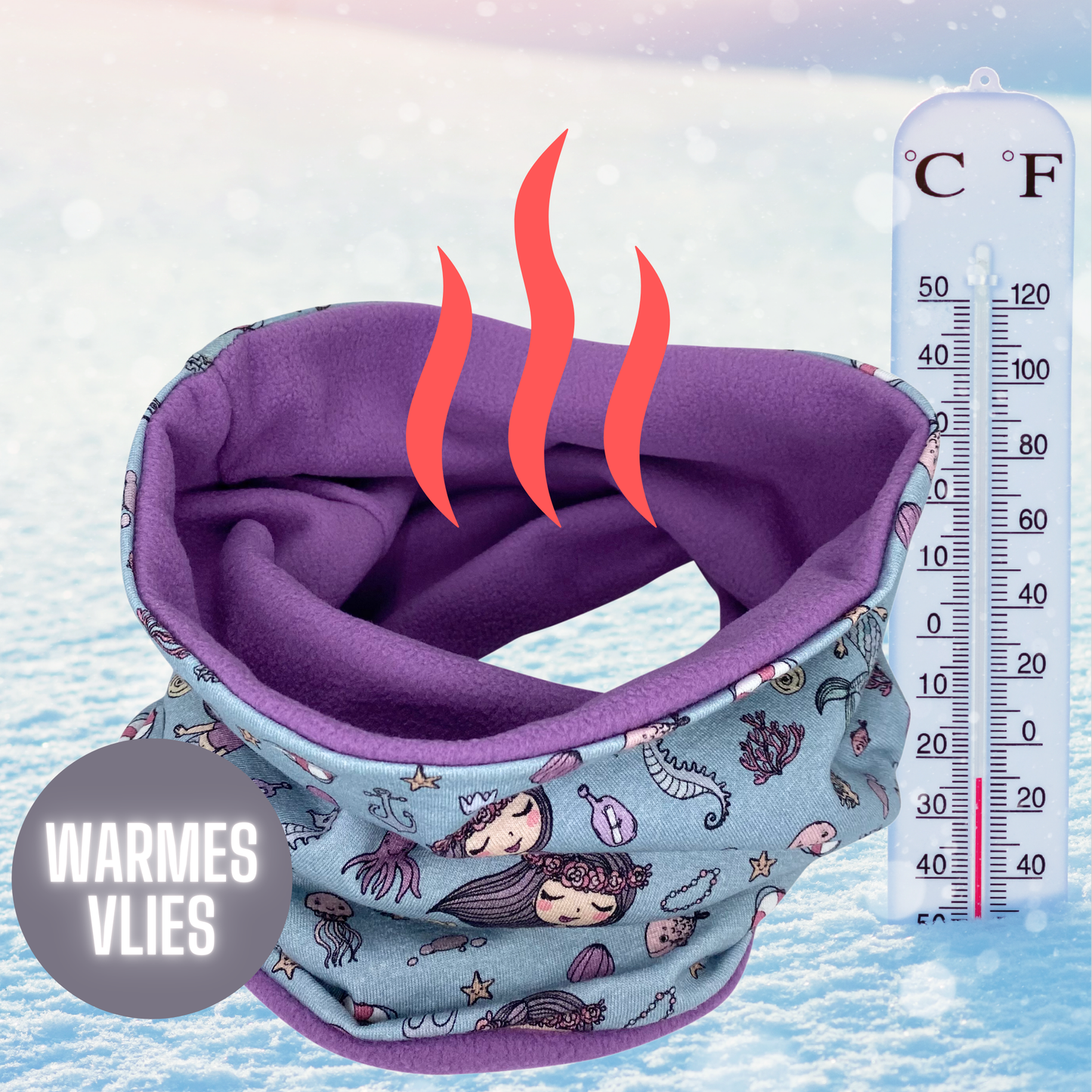 Kinder Beanie Mütze & Loop Meerjungfrau