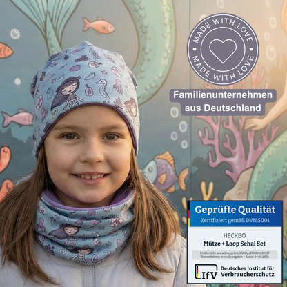 Kinder Beanie Mütze & Loop Set - Meerjungfrau