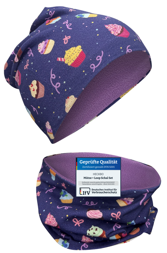 Kinder Beanie Mütze & Loop Set - Cookies