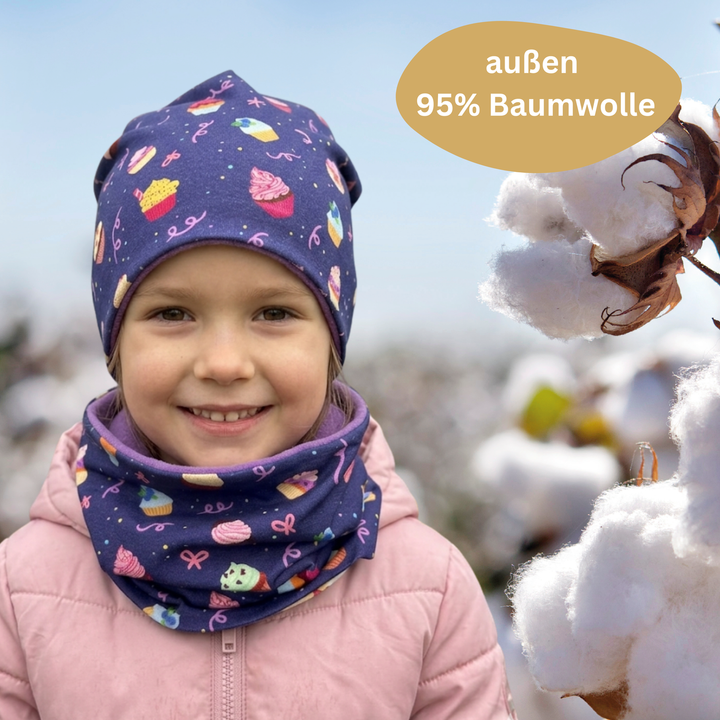 Kinder Beanie Mütze & Loop Set - Cookies