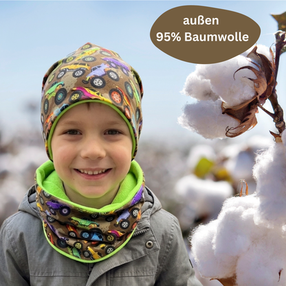 Kinder Beanie Mütze & Loop Set - Monster Truck
